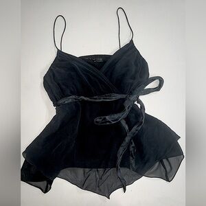 y2k whimsical black tie up fairy tank top